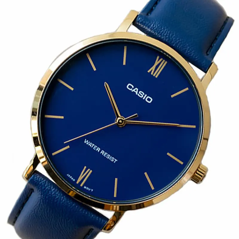 Casio Enticer Blue Dial Leather Ladies Watch- LTP-VT01GL-2B